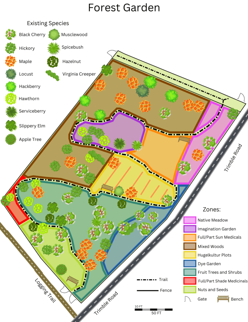 Map of Forest Garden at Evergreen Heritage Center